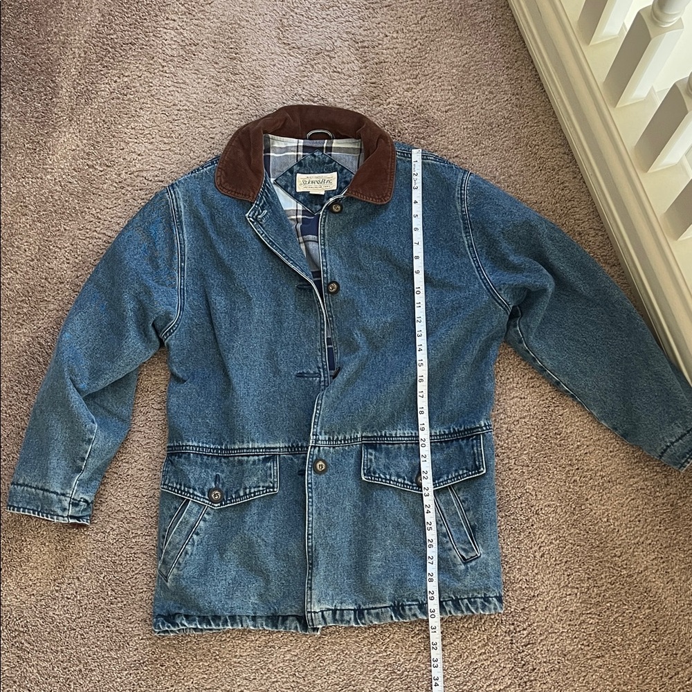 St. John's Bay Blue Jean Jacket with Brown Collar